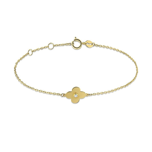 Golden Clover - 14K Gold Bracelet with Zirconia