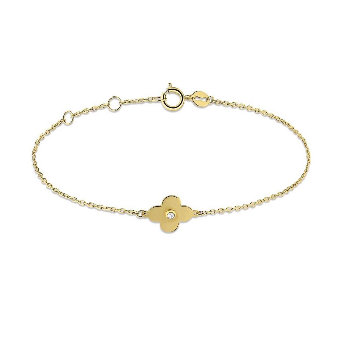 Golden Clover - 14K Gold Bracelet with Zirconia