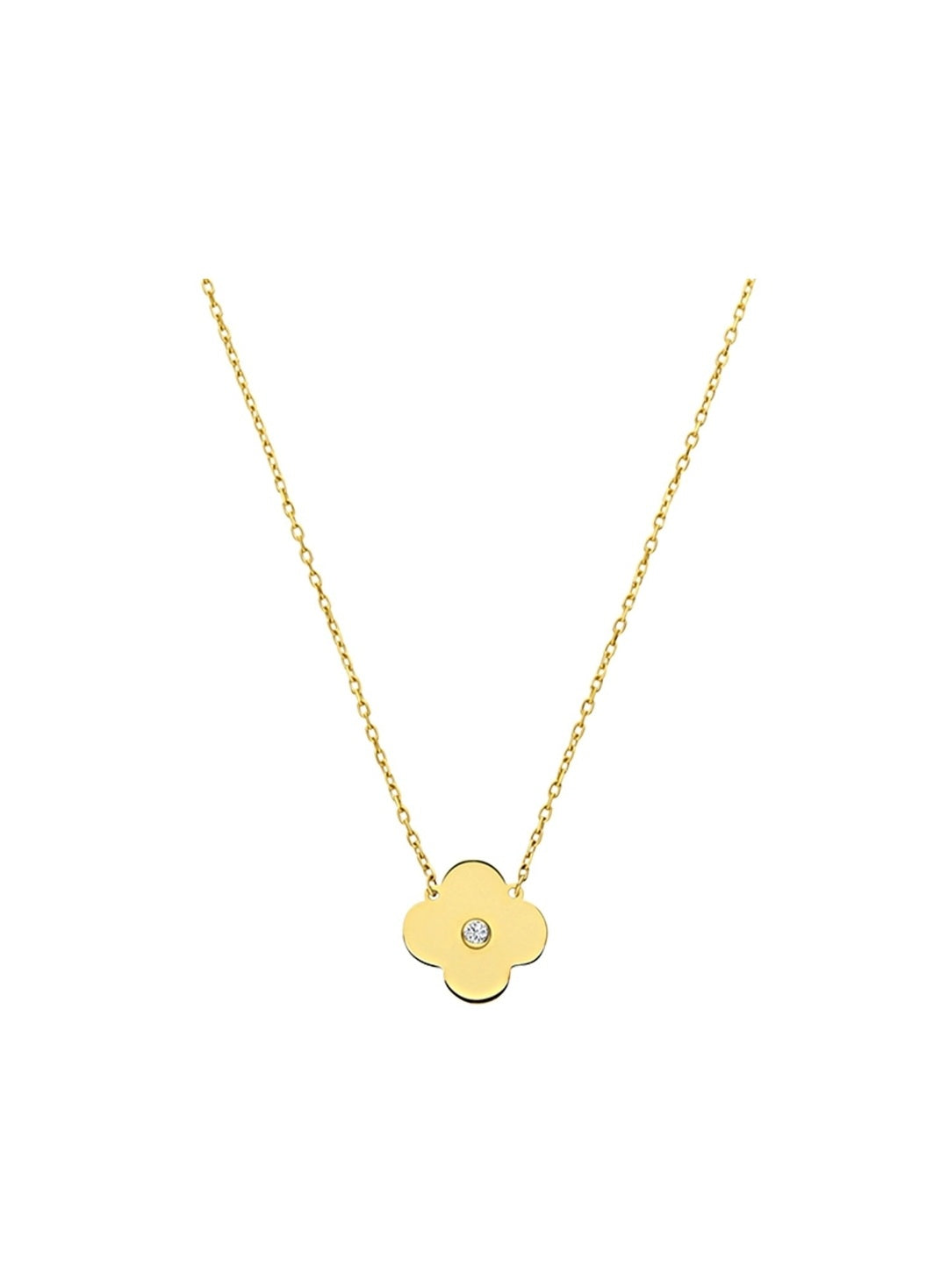 14k Yellow Gold with Sparkling Zirconia - Necklace